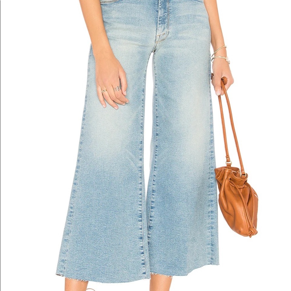Mother Roller Crop Undone Wide Hem Jeans (IN BLACK!)